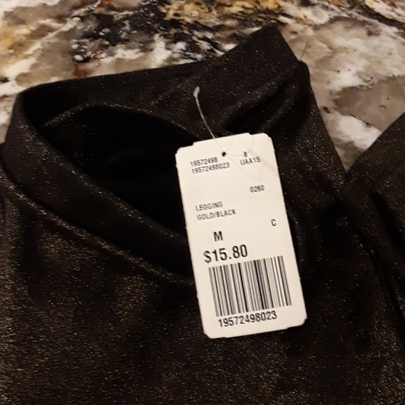 Forever 21 gold/black shimmer leggings - Picture 2 of 2